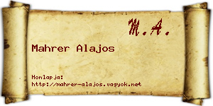Mahrer Alajos névjegykártya